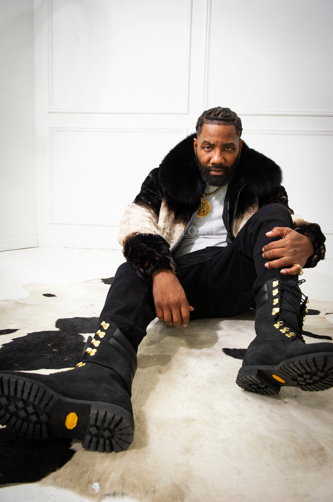 Men's Panda Mink Bomber Jacket [Black/White] – LeatherKloset