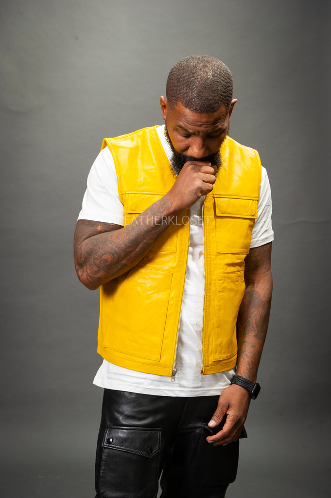 Men's Yellow Checker Vest main image 1