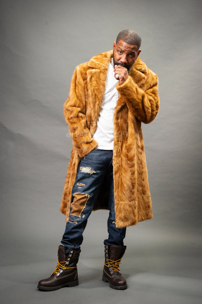 レアインディソウル Four Men / Feel Me Men's Mink 3/4 Length Coat [Whiskey] – LeatherKloset