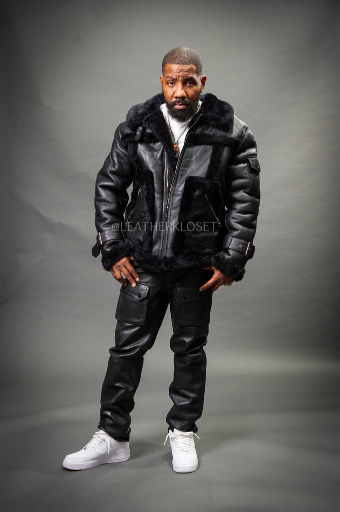 Puffer Coat Leather Bomber Mens Bomber Jacket With Fur Hood