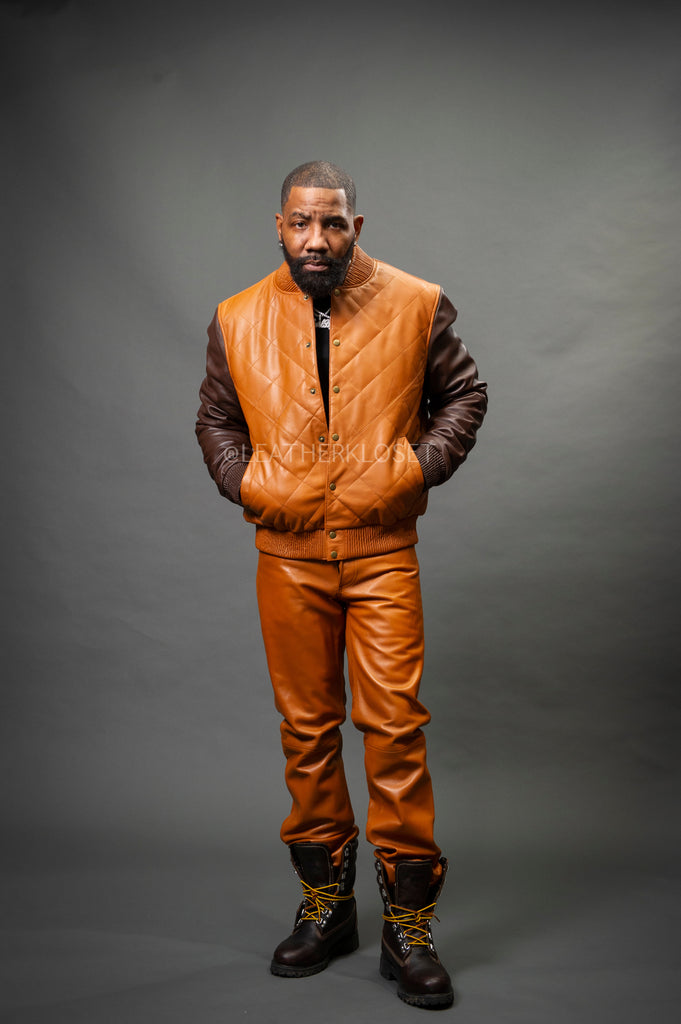 Men's Adan Jacket & Leather Jean Pants [Saddle/Brown] – LeatherKloset