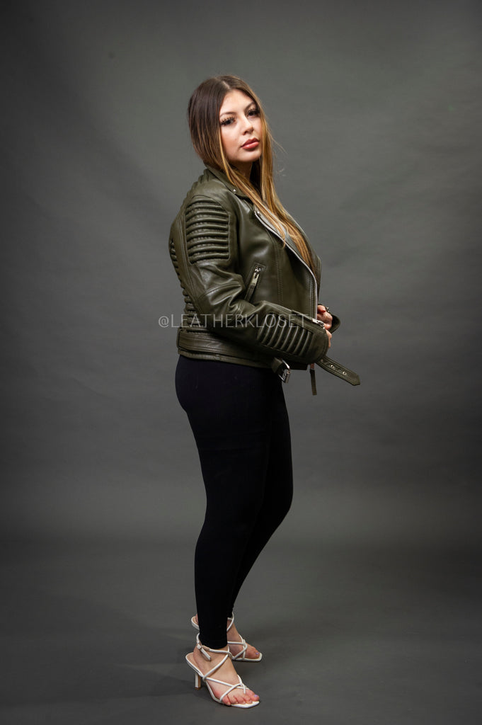 Women's Trey Biker [Olive] – LeatherKloset