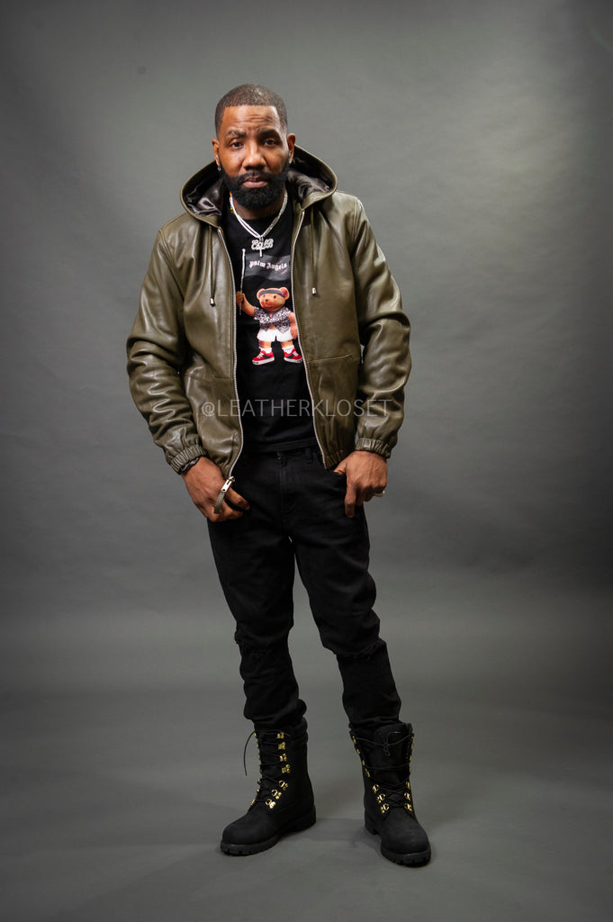 ジャケット・アウター archive grunge real leather hoodie BL94 Oversized Leather Hoodie (T06-DB-DARK-BROWN)