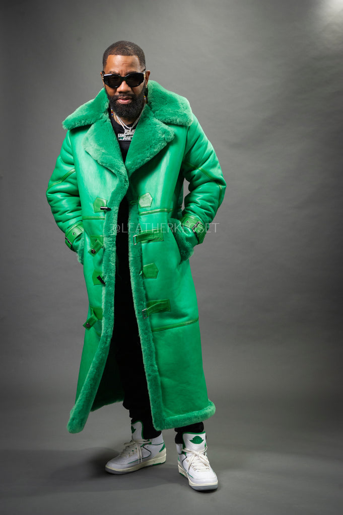 Men's Shearling Trench Coat [Irish Green] – LeatherKloset