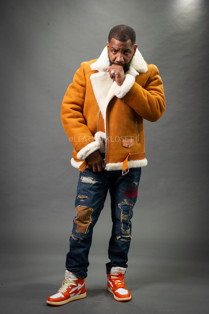 Men's Classic Sheepskin Shearling Biker [Ginger] – LeatherKloset