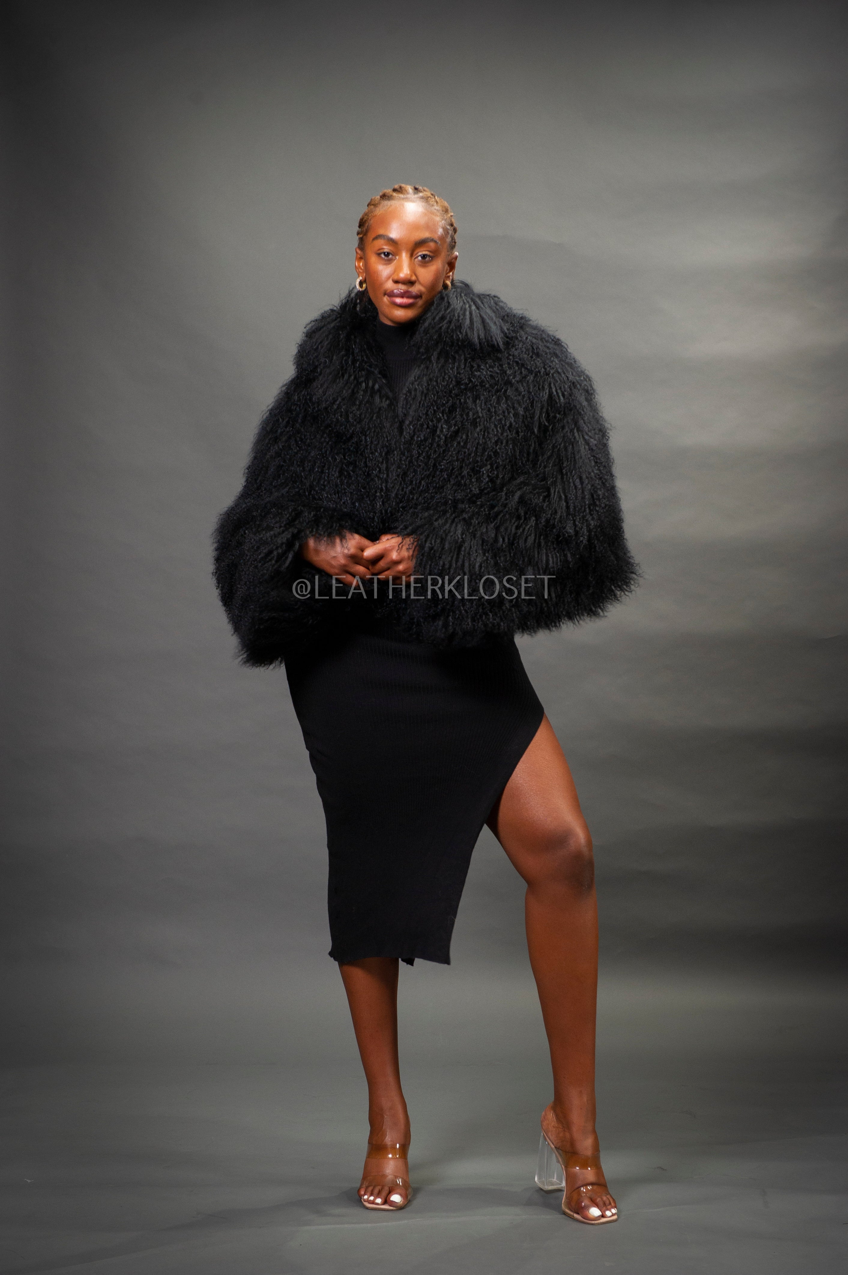 Chaos ロスコネルブルゾン Women's Celia Mongolian Fur Jacket [Black] – LeatherKloset