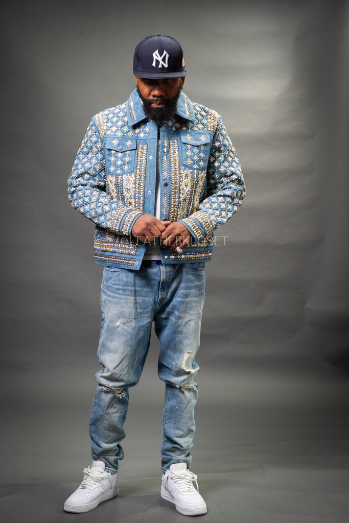 Men's Hand-Made Denim Jacket [Light Blue] – LeatherKloset