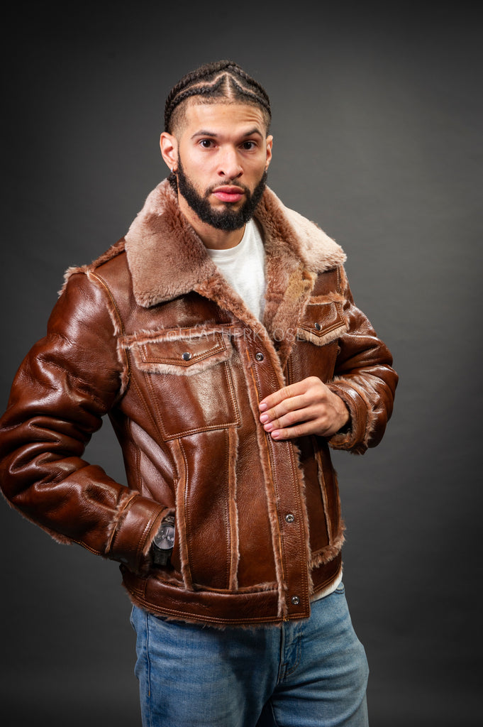 Men's Shepherd Shearling Jacket [Cognac] – LeatherKloset