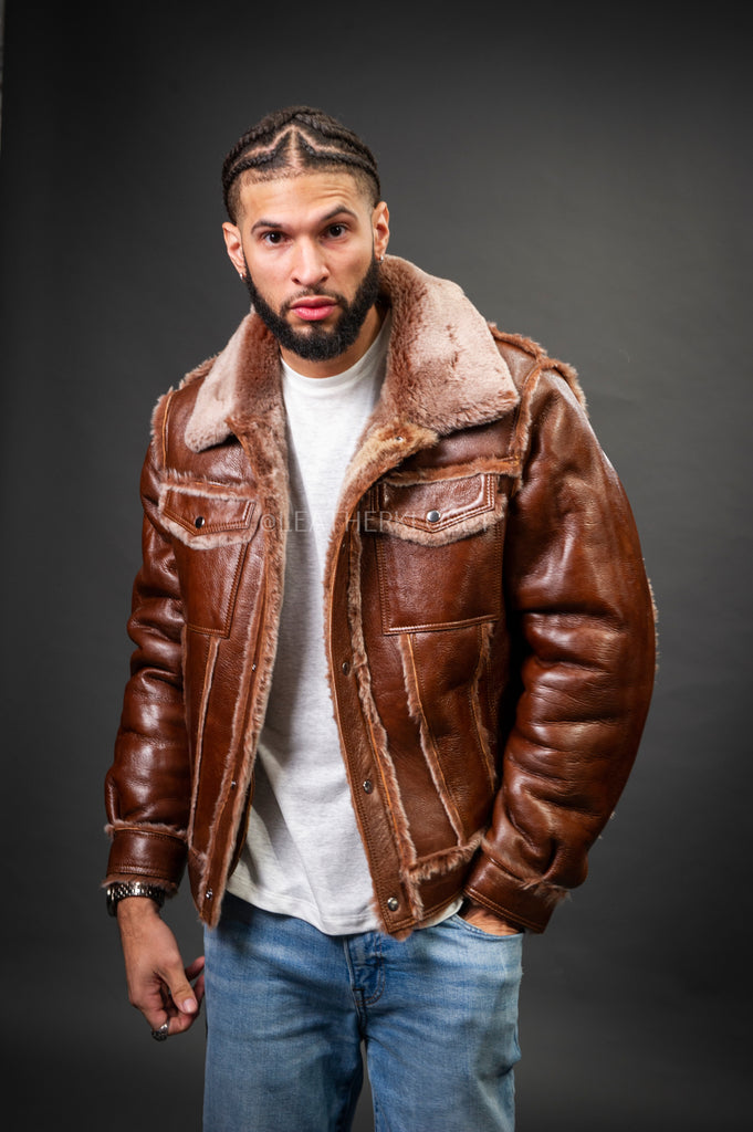 Men's Shepherd Shearling Jacket [Cognac] – LeatherKloset