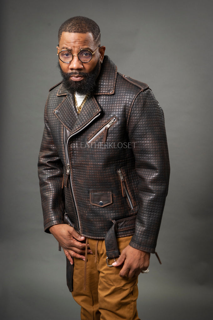 Men's Box Biker Jacket [Brown Copper] – LeatherKloset