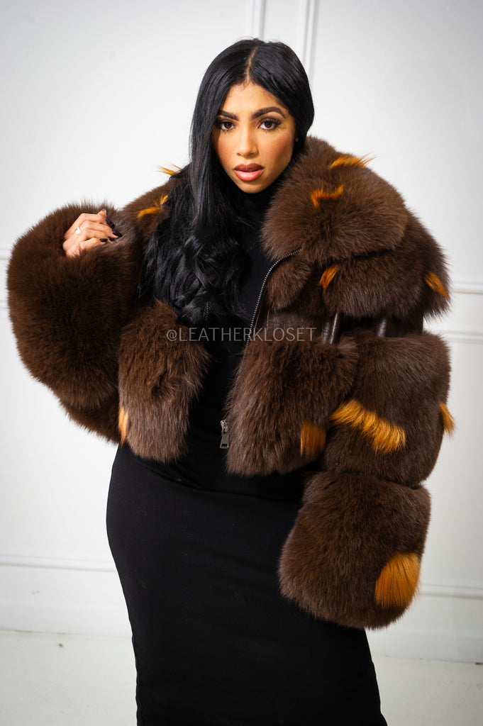 Women's Ariel Leather And Fox Combo Jacket [Brown] – LeatherKloset