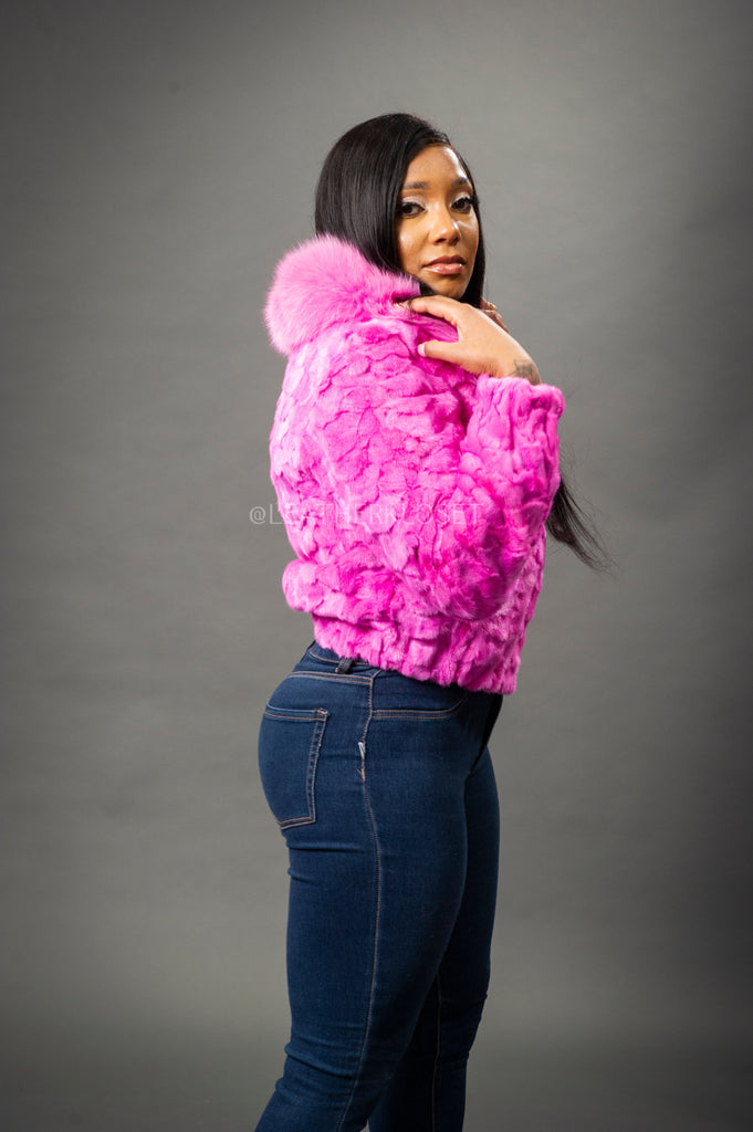 Women's Mink Bomber Jacket [Pink] – LeatherKloset