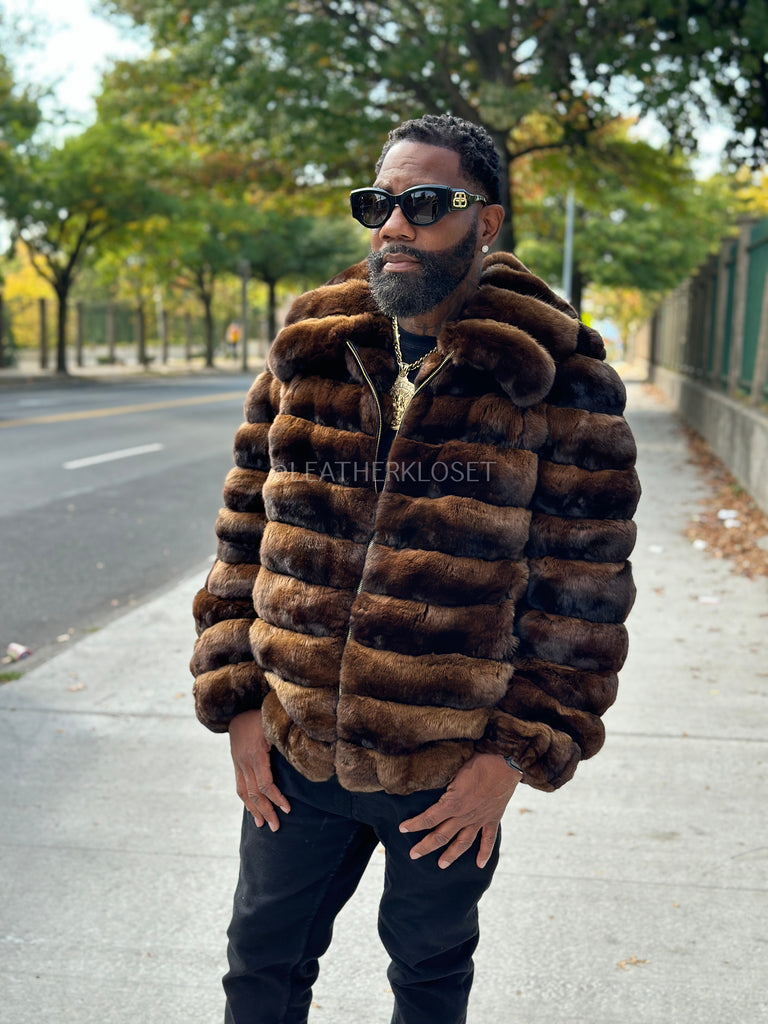 Men's Chinchilla Bomber Jacket [Brown] – LeatherKloset