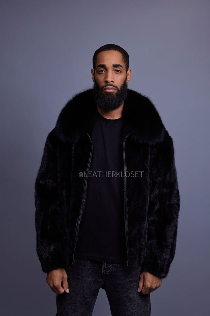 Men's Mink Bomber Jacket [Black] – LeatherKloset