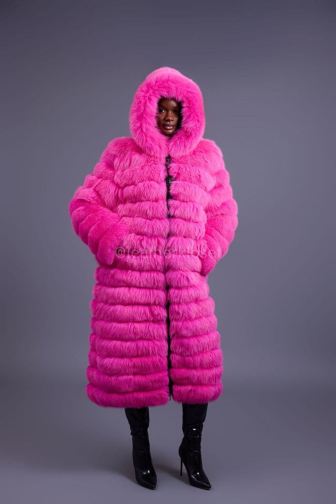 Women's Alia Fox Coat [Hot Pink] – LeatherKloset