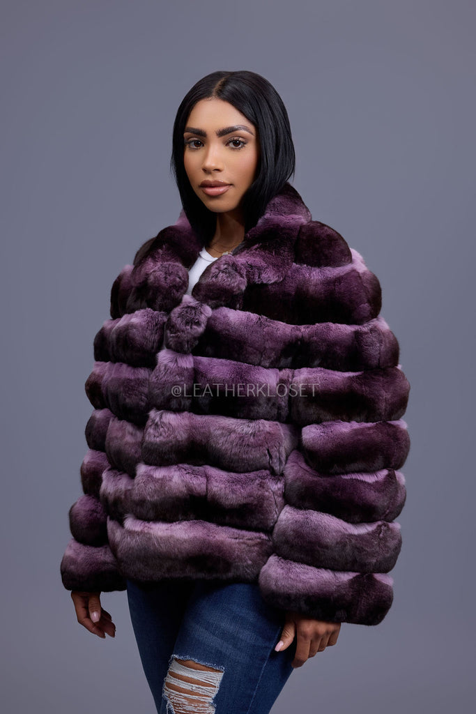 Women's Chinchilla Bomber Jacket [Lavender] – LeatherKloset