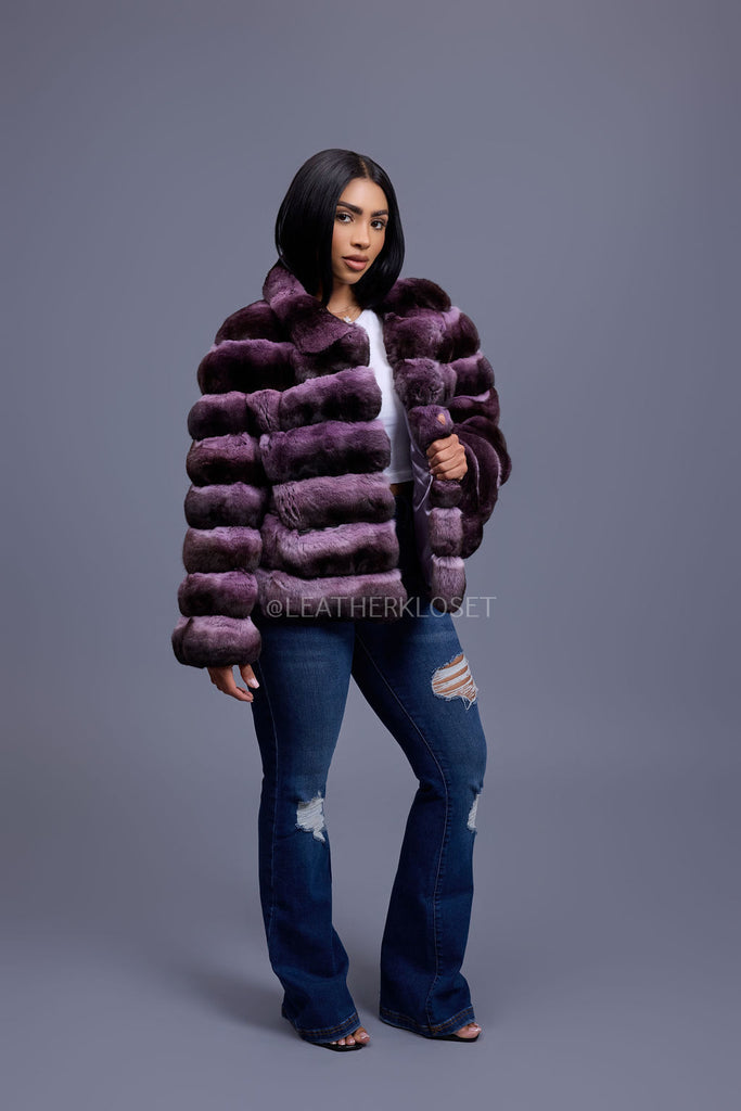 Women's Chinchilla Bomber Jacket [Lavender] – LeatherKloset