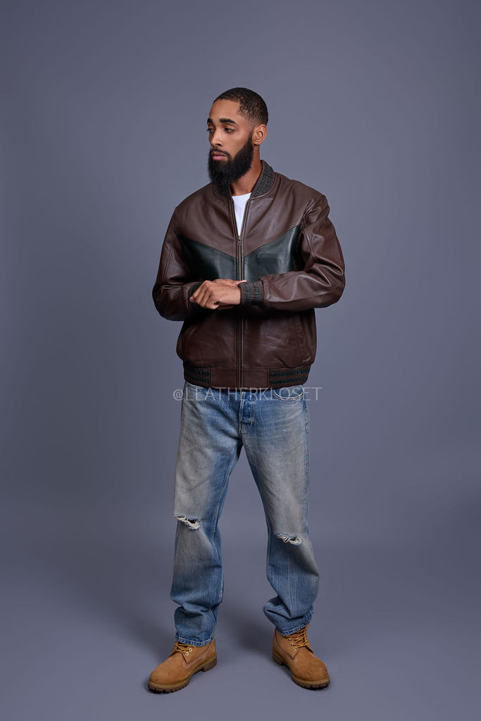 Men's V Baseball Jacket Beef & Broccoli – LeatherKloset