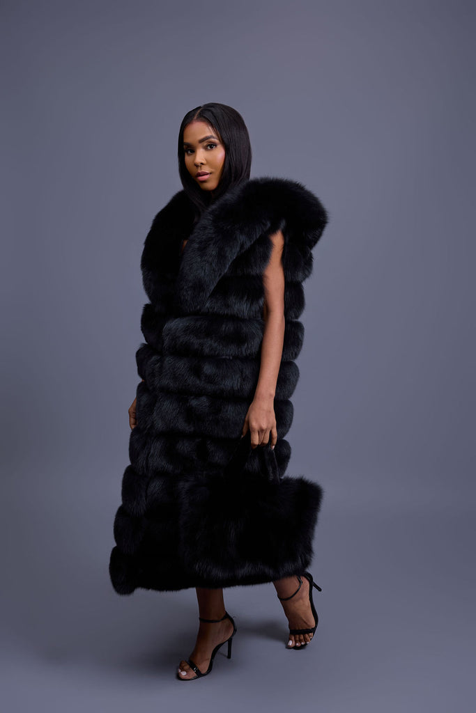 Baby Ivy Fox Fur Handbag [Black] – LeatherKloset