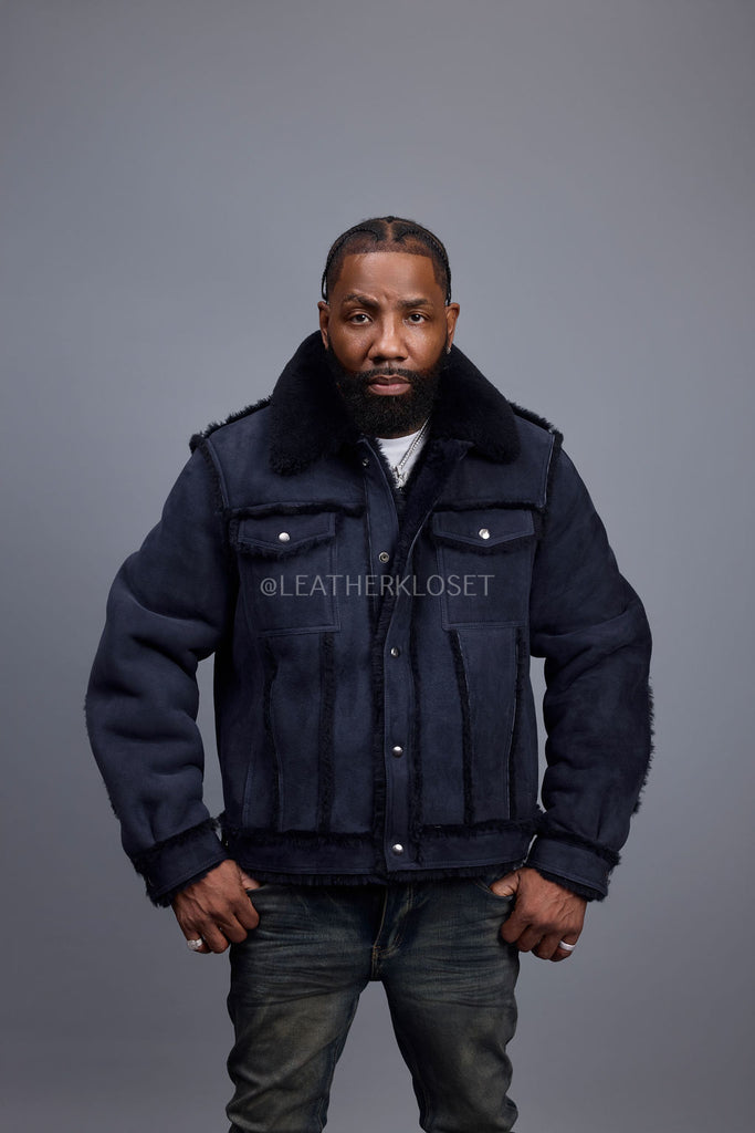 Men's Shepherd Shearling Jacket [Navy] – LeatherKloset