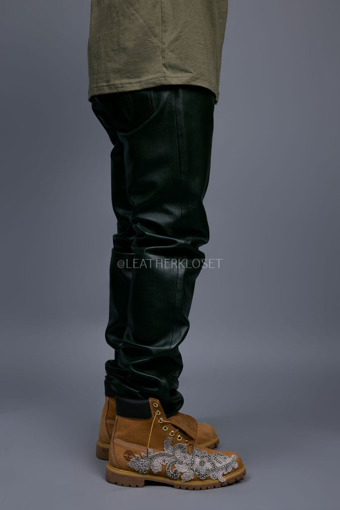 Men's Leather Jean Pants [Forest Green] – LeatherKloset