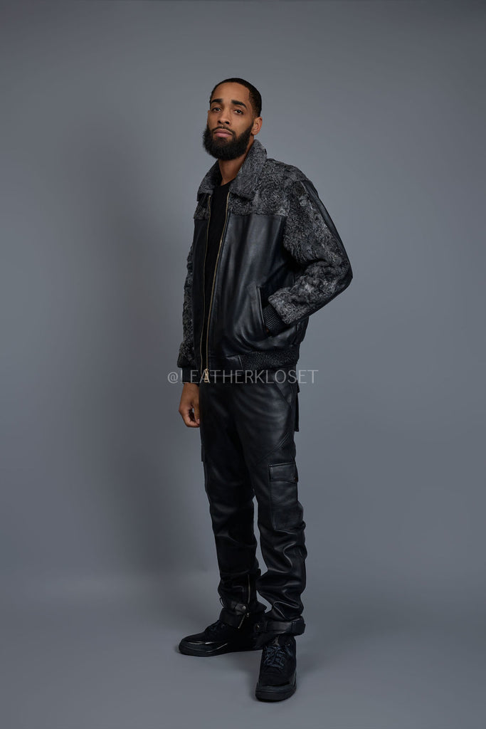 Men's Leather & Persian Lamb Combo 2.0 [Black/Grey] – LeatherKloset