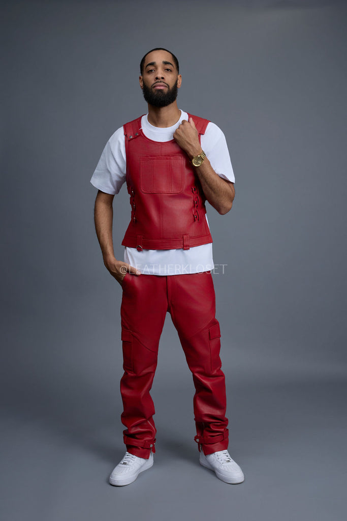 Men's Leather Vegas Vest [Red] – LeatherKloset