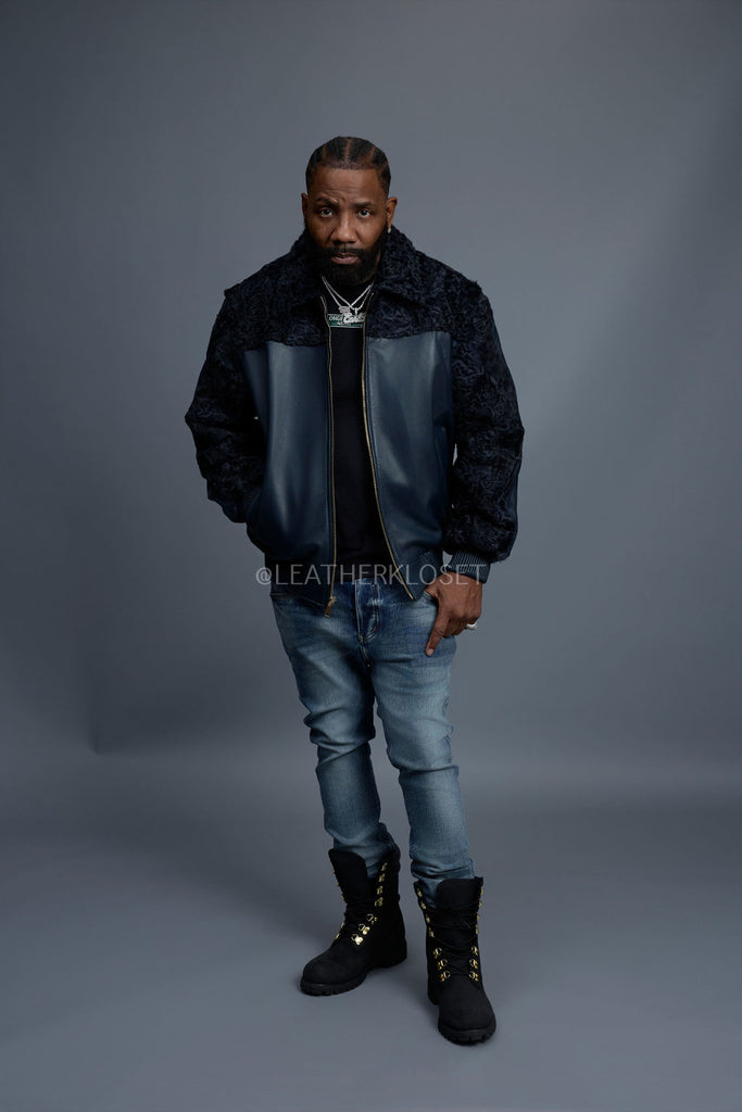 Men's Leather & Persian Lamb Combo 2.0 [Navy] – LeatherKloset