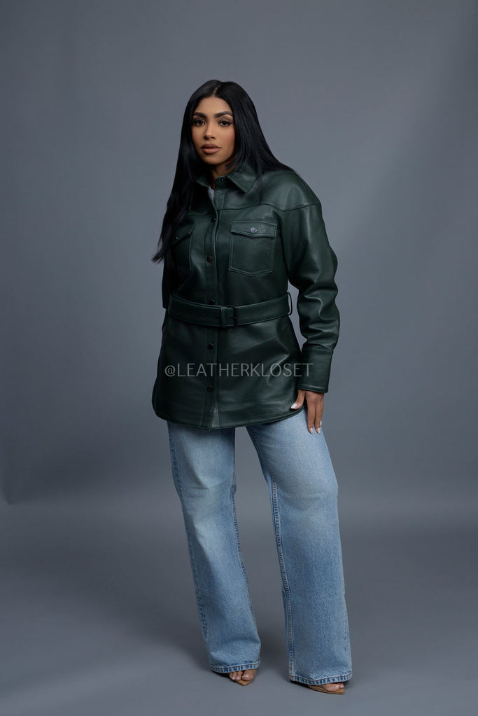 Women's Leather Shirt [Forest Green] – LeatherKloset