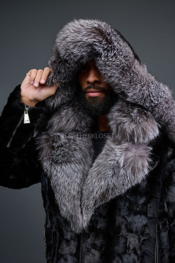Men's Mink Biker Jacket [Black/Silver] – LeatherKloset