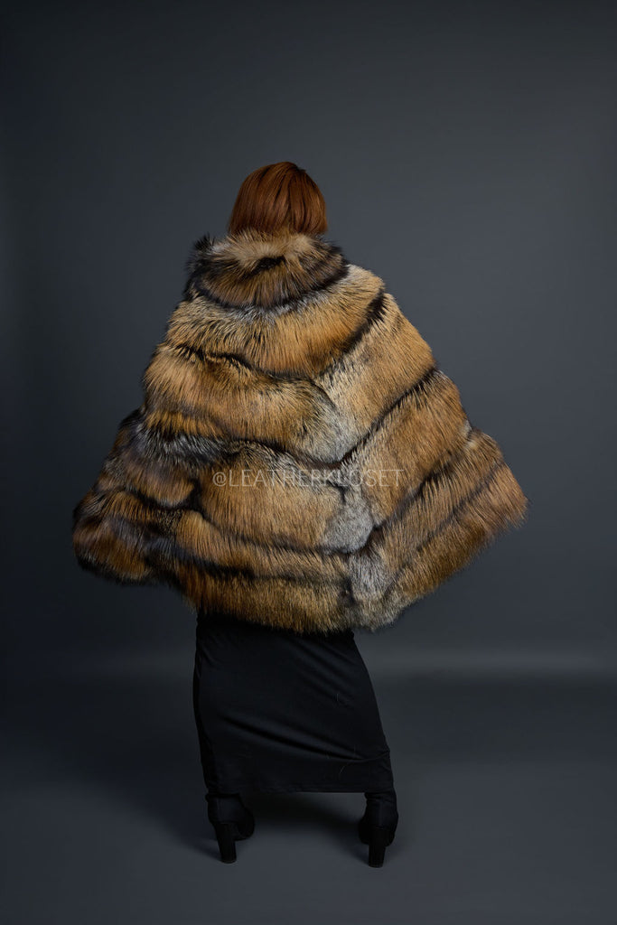 Women's Fox Fur Poncho [Cross Fox] – LeatherKloset