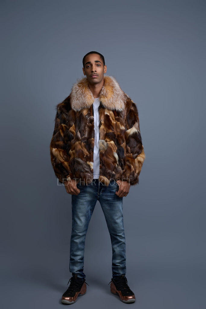 Men's Hudson Fox Fur Bomber Jacket [Crystal] – LeatherKloset