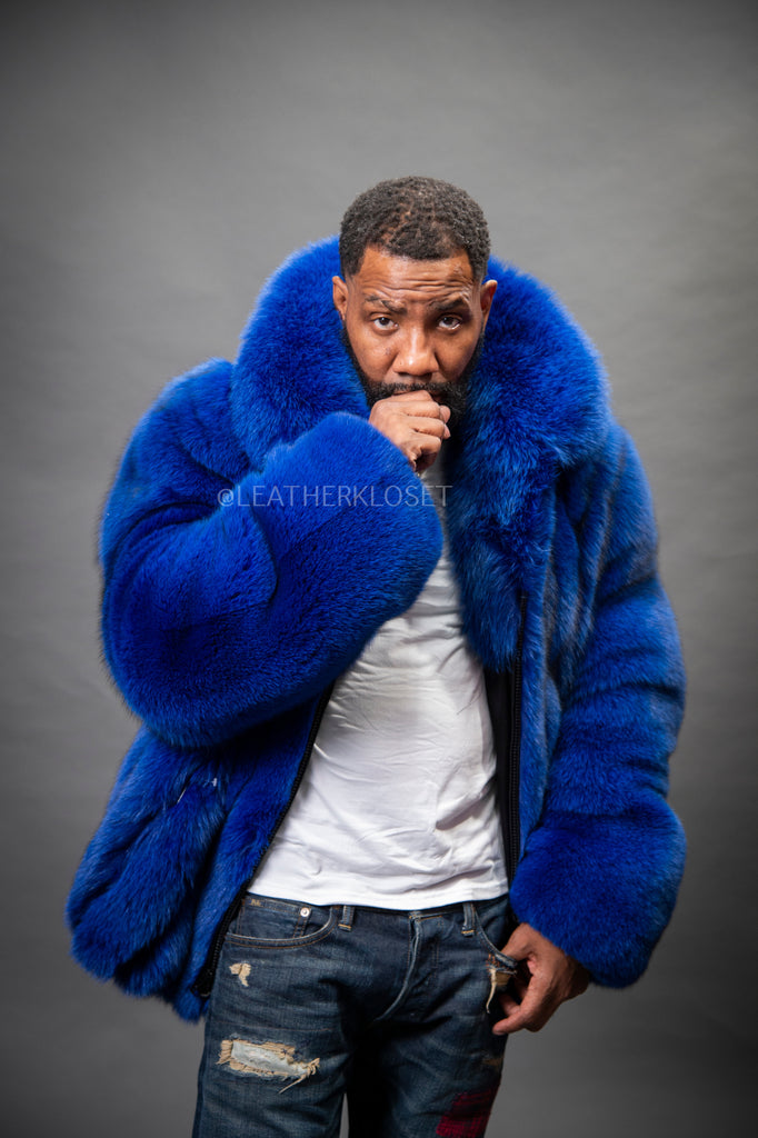 ジャケット・アウター Herlipto Mirage Tippet Ling Coat M blue Men's Fox Fur Bomber Jacket [Royal Blue] – LeatherKloset