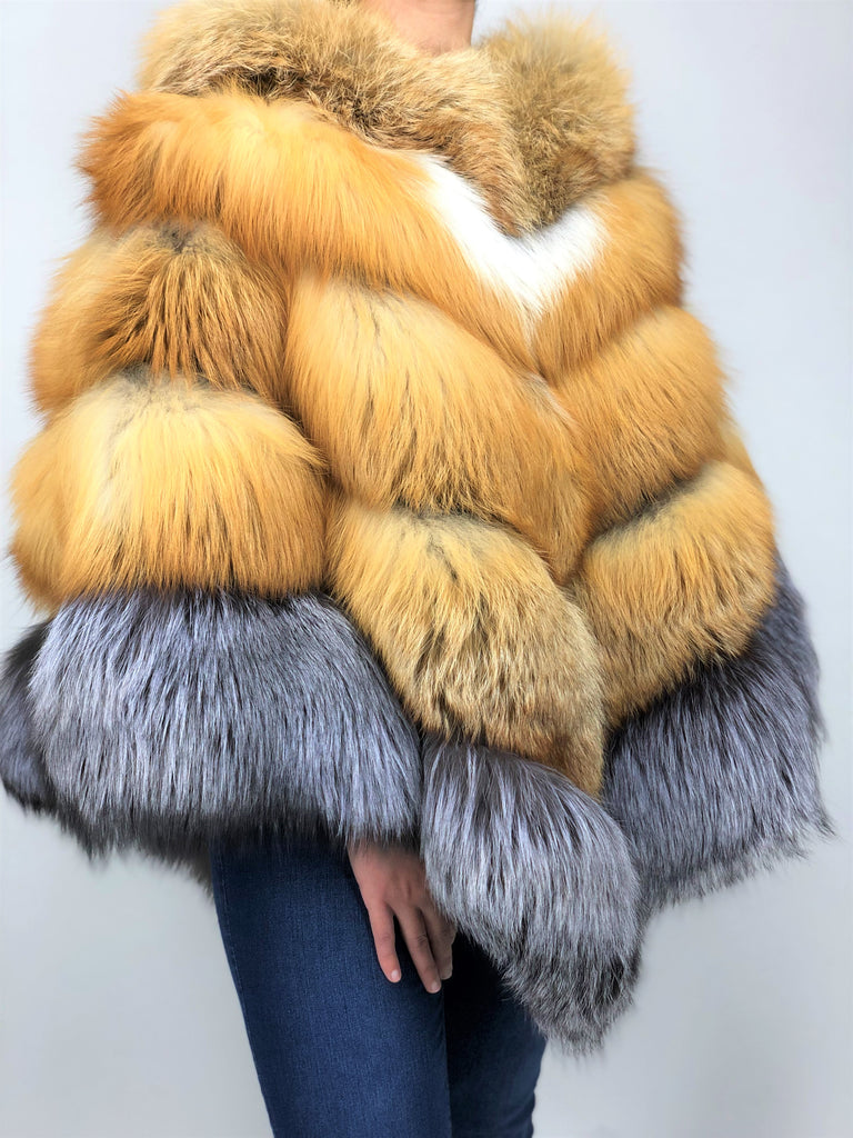 Women's Fox Fur Poncho – LeatherKloset Women's Fox Fur Poncho – LeatherKloset