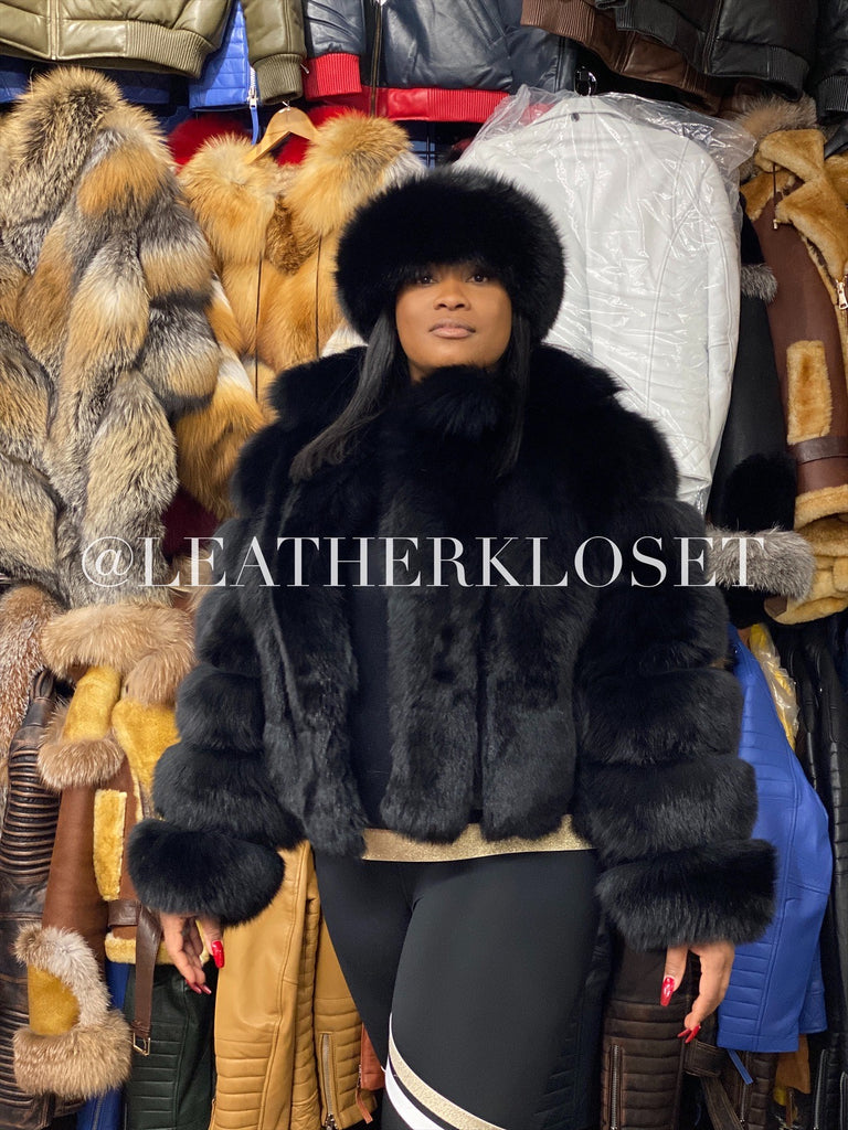 m*i様 Another Fox face柄 ロンパース 1-2 Women's Marcy Fox Jacket With Headband [Black] – LeatherKloset