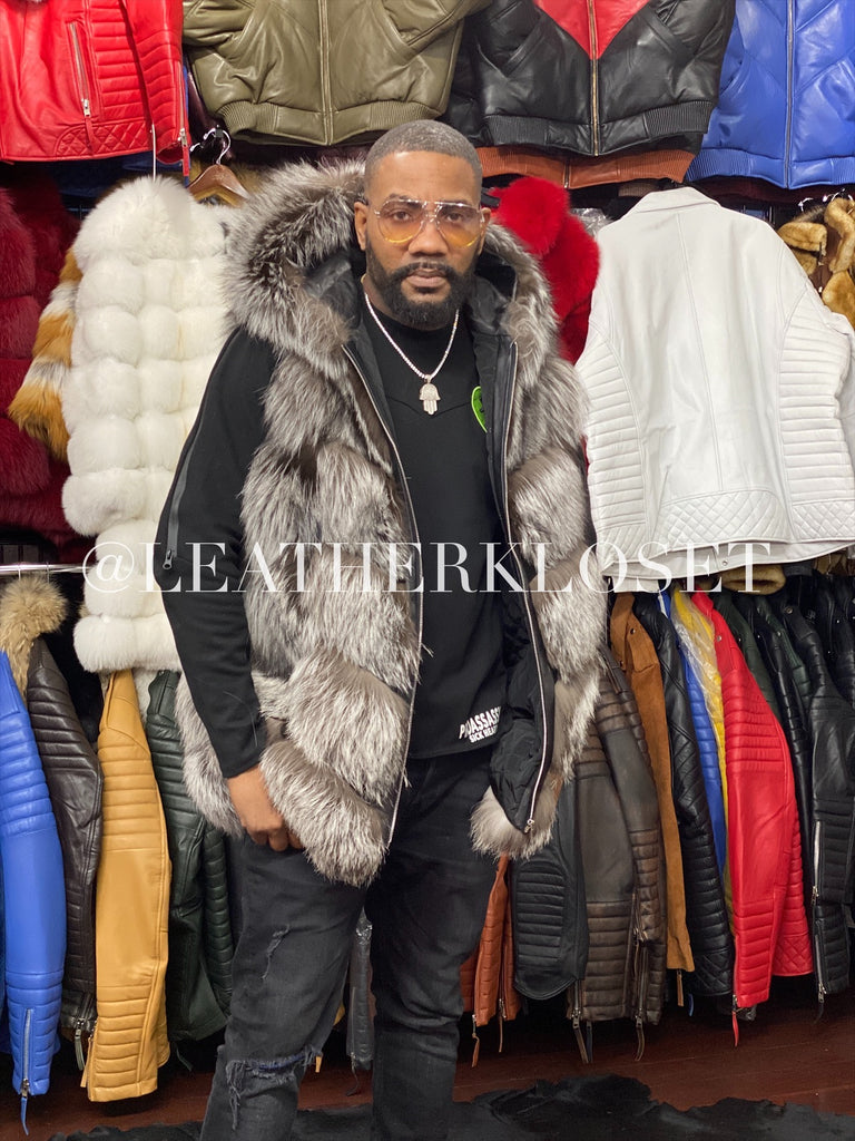 Men's Fox Fur Vest With Hood – LeatherKloset