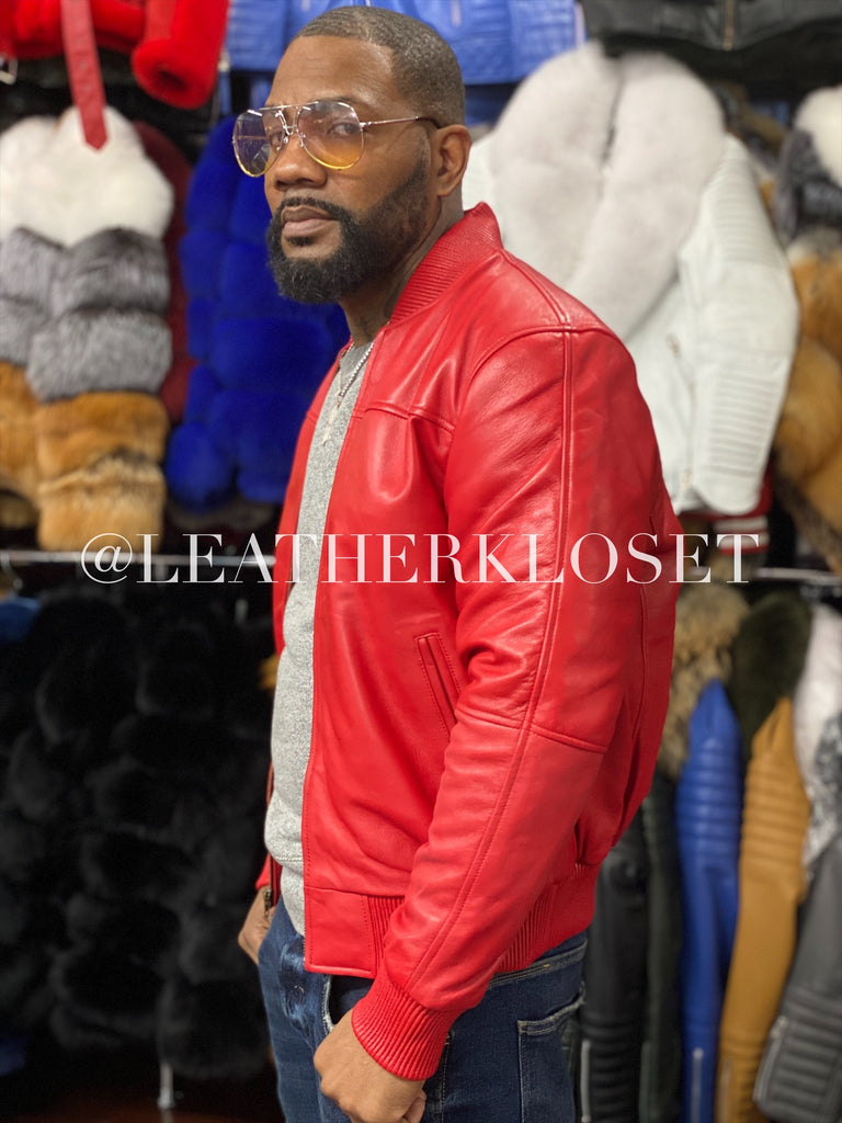 Men's Lucas Quilted Leather Bomber Jacket [Red] – LeatherKloset