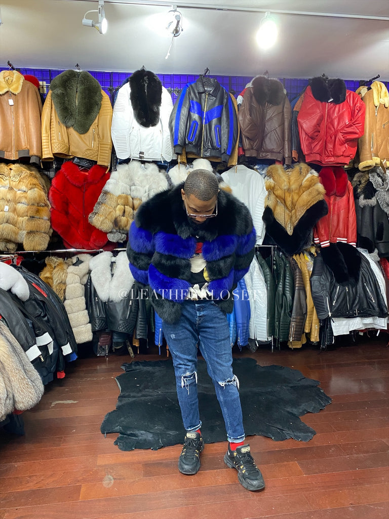 Men's Two Tone Fox Fur Bomber Jacket – LeatherKloset