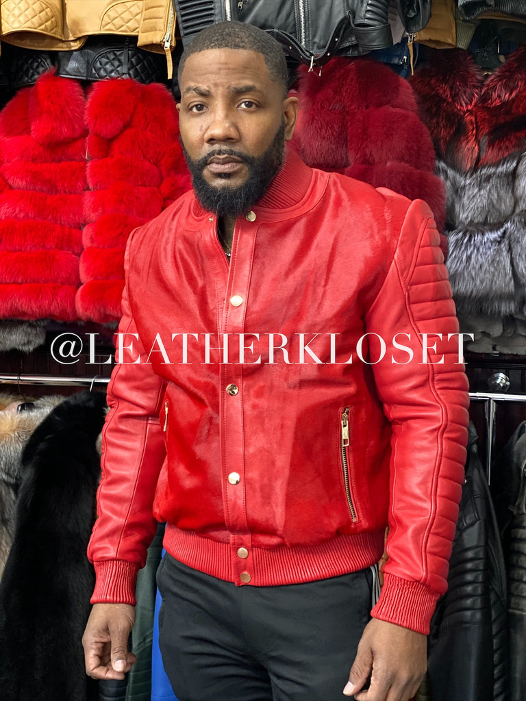 Men's Lucas Quilted Leather Bomber Jacket [Red] – LeatherKloset