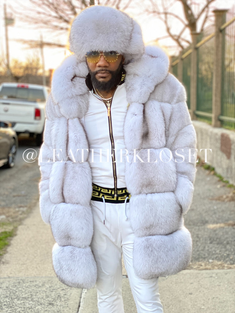 Men's Showstopper 3/4 Fox Fur Jacket Blue Fox – LeatherKloset