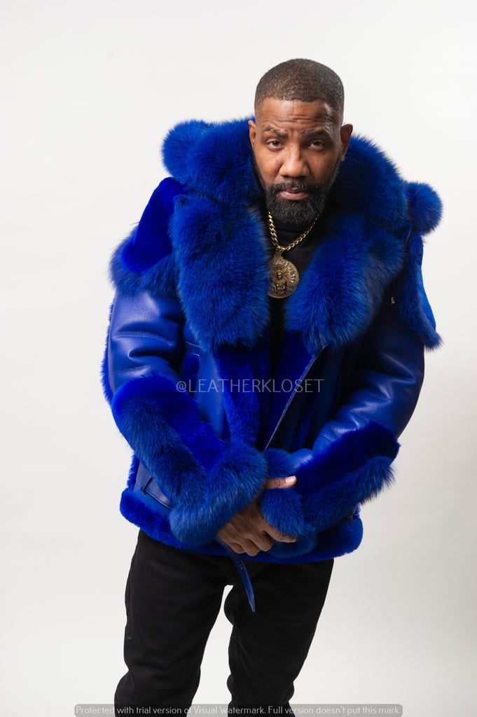 ジャケット・アウター 00s leather fur jacket Men's Andre Shearling Biker With Fox [Royal Napa] – LeatherKloset