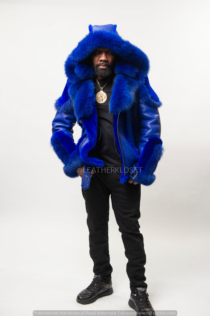 Men's Andre Shearling Biker With Fox [Royal Napa] – LeatherKloset