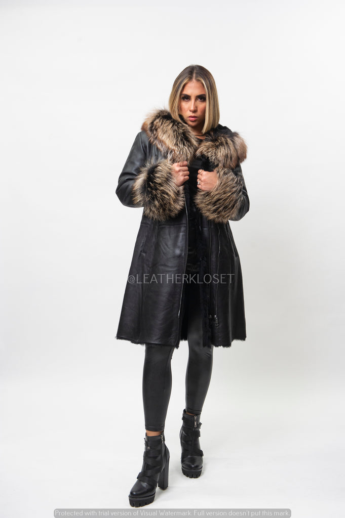 Her lip to／Convertible Fur Tippet Coat Luxe Diamond & Fox Faux Fur Coat – Adrienne Landau