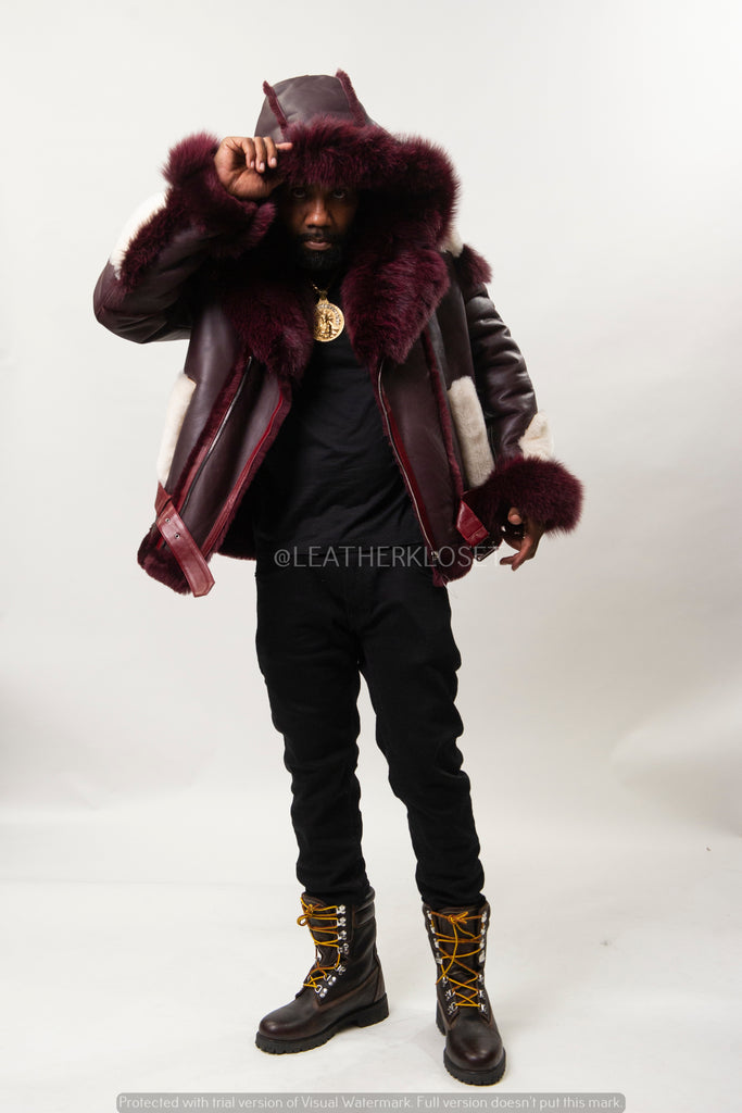 Men's Andre Shearling Biker With Fox [Wine] – LeatherKloset