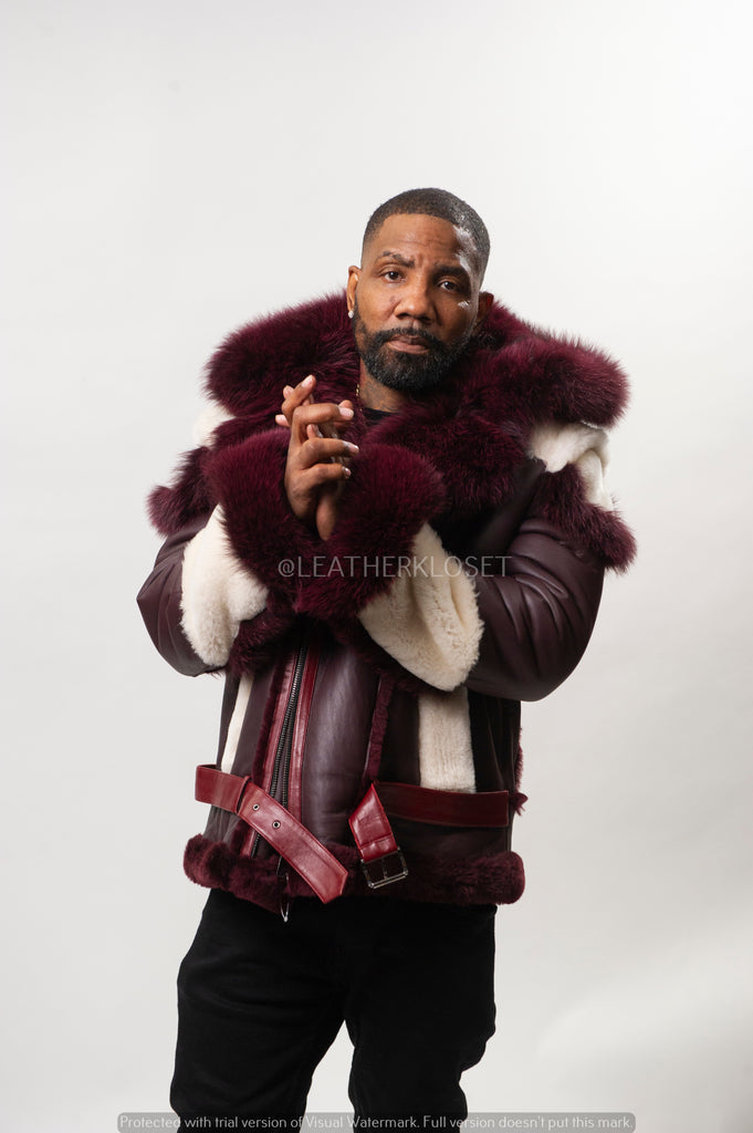 Men's Andre Shearling Biker With Fox [Wine] – LeatherKloset