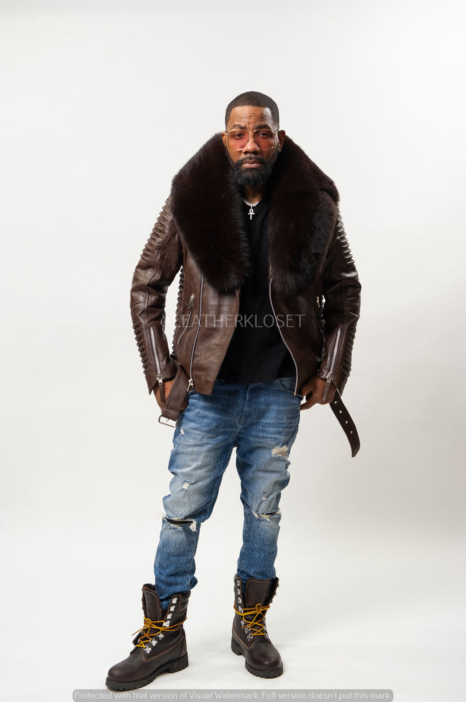 Men's Trey Biker Brown Full Fox Fur [Brown Fox] – LeatherKloset