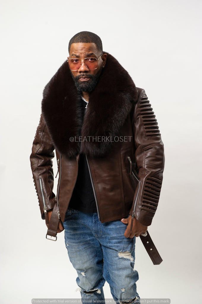 Men's Trey Biker Brown Full Fox Fur [Brown Fox] – LeatherKloset