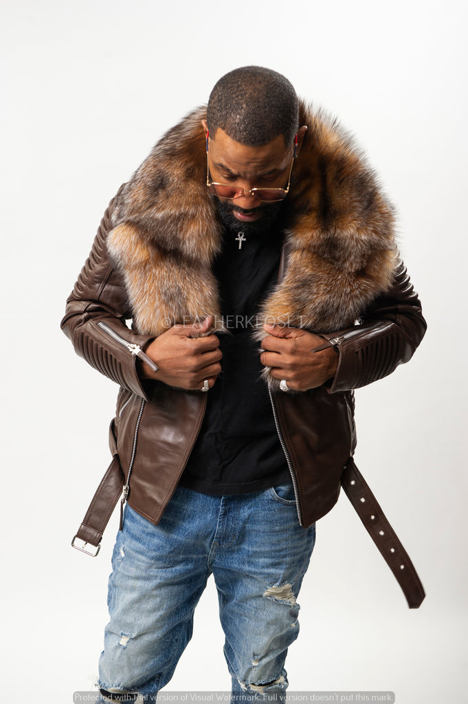 ファーディー Men's Trey Biker Brown Full Fox Fur [Crystal Fox] – LeatherKloset