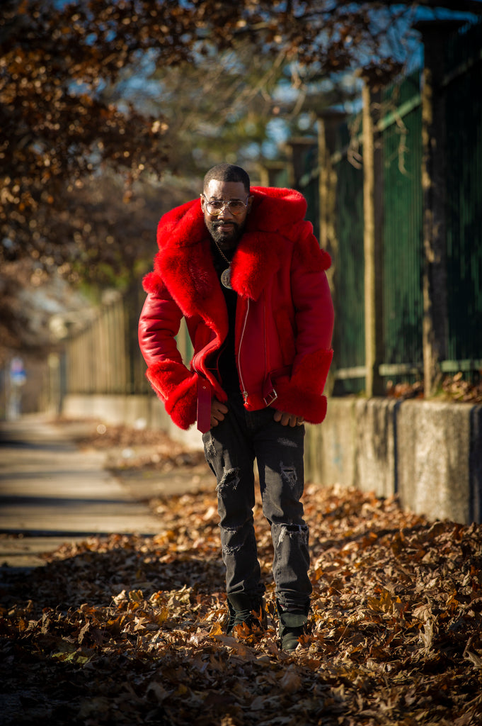 Men's Andre Shearling Biker With Fox [Red] – LeatherKloset