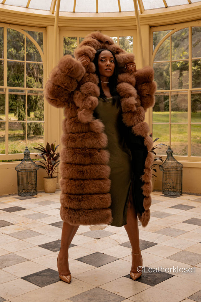 Women's Femina Fox Coat [Coffee] – LeatherKloset